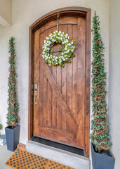 Wall Mural - Vertical Porch of a house with wooden front door with digital key access