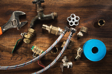 Wall Mural - Set of plumber's items