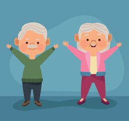 Sticker - happy old couple celebrating