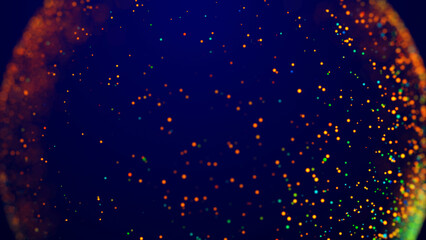 Wall Mural - magical multicolored sparkles of light form abstract simple spiral structure. multi-colored glow par