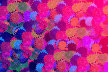 Pink Retro Flowers Floral Hawaiian Flower Pinwheel Retro Pattern Swirl Fabric Design Style Textile Overlay Background Illustration Backdrop Fun Rainbow Fashion