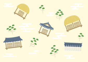 Wall Mural - Vector illustration of Korean traditional houses.