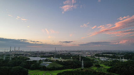 sunset over the city