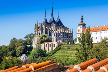 gothic cathedral of st. barbara and baroque jesuit college, central bohemia, kutna hora, czech repub