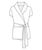 Fototapeta Sypialnia - womens short sleeve dressing gown, robe fashion flat sketch vector illustration. cad mockup.