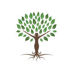 Wall Mural - woman tree icon vector concept design template