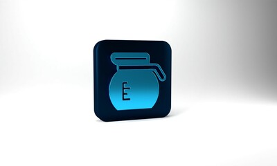 Sticker - Blue Coffee pot icon isolated on grey background. Blue square button. 3d illustration 3D render