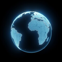 Wall Mural - hologram digital tech light global or planet earth isolated on black background. 3D illustration