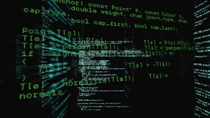 Unique digital loop video of various computer programming scripts