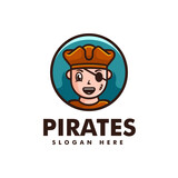 Fototapeta Młodzieżowe - Vector Logo Illustration Pirates Mascot Cartoon Style.