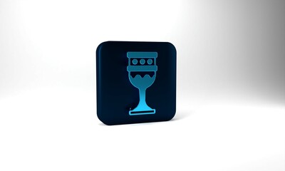 Wall Mural - Blue Medieval goblet icon isolated on grey background. Holy grail. Blue square button. 3d illustration 3D render