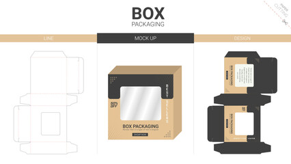 Box packaging and mockup die cut template	
