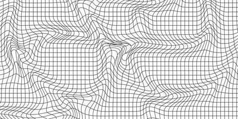 Abstract wavy 3d mesh on a white background. Geometric dynamic wave. 3D technology wireframe. Vector illustration.