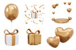 © Kwanchanok - 3D Rendering set of gold gift and balloon element for decoration isolated background