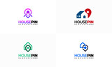 Fototapeta  - Set of House Pin Location logo designs concept vector, Real Estate logo template, House Hotel Application logo