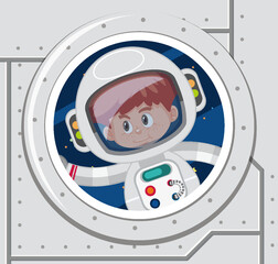 Wall Mural - Spaceship window with astronaut