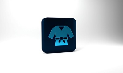 Poster - Blue Kimono icon isolated on grey background. Chinese, Japanese, Korean, Vietnamese wearing national costumes, kimono. Traditional Asian costumes. Blue square button. 3d illustration 3D render