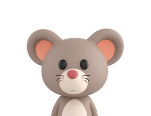 Sticker - Little Rat character close up portrait in 3d rendering.