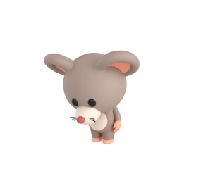 Wall Mural - Little Rat character looking down in 3d rendering.