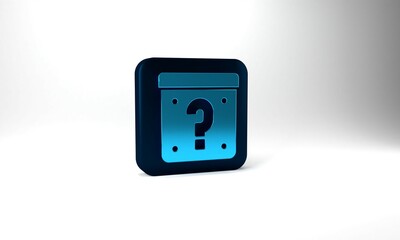 Canvas Print - Blue Mystery box or random loot box for games icon isolated on grey background. Question mark. Unknown surprise box. Blue square button. 3d illustration 3D render