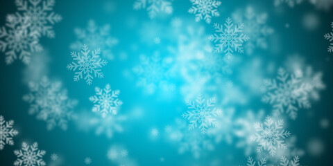 Canvas Print - Abstract light blue background with flying snowflakes