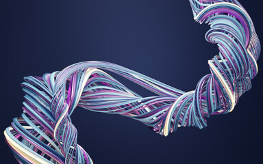 Sticker - Abstract flowing curve lines, 3d rendering.