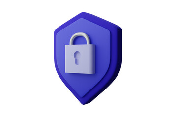 Shield protected icon.Protection shield and padlock. User Account protection. Security icons with 3d shield shape.