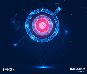 Wall Mural - the hologram is the target. a target and arrow made of polygons, triangles of points and lines. the 