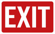 exit sign with white text and red background