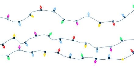 Wall Mural - christmas lights string isolated on white background with clipping path.