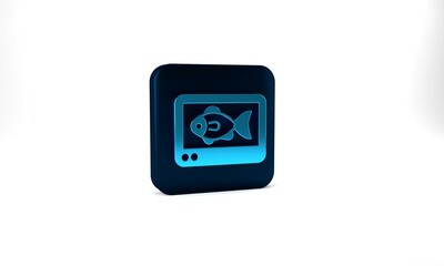 Wall Mural - Blue Fish finder echo sounder icon isolated on grey background. Electronic equipment for fishing. Blue square button. 3d illustration 3D render