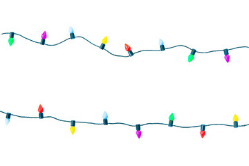 Wall Mural - christmas lights string isolated on white background with clipping path