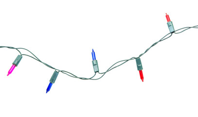 Wall Mural - christmas lights string isolated on white background with clipping path.