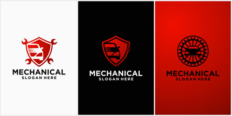 engine repair mechanic logo, Service, maintenance, Automotive and motorcycle repair shop logos and cars