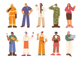 Canvas Print - Female characters of various professions. female expert. flat design style vector illustration.