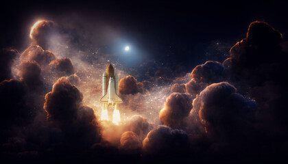 Wall Mural - space shuttle takes off into space. elements of this image furnished by nasa.