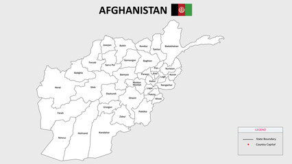 Naklejka na meble Afghanistan Map. State and district map of Afghanistan. Administrative map of Afghanistan with district and capital in white color.