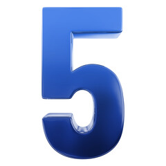 3d blue number 5