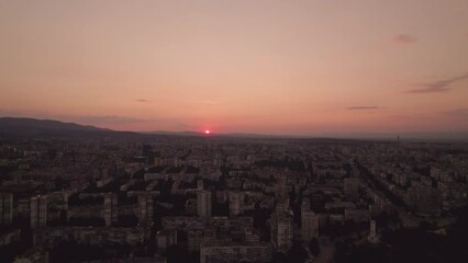 Wall Mural - Sunset in Sofia,Bulgaria Beautiful aerial view over south park 