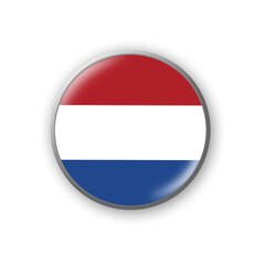 Wall Mural - Netherlands flag. Round badge in the colors of the Netherlands flag. Isolated on white background. Design element. 3D illustration.