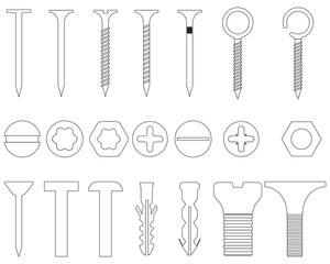 screw nail nut wall dowel bolt collection