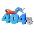 boy and 404 error sign