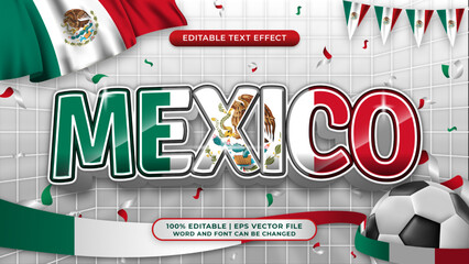 Wall Mural - mexico football world cup background theme editable text style effect