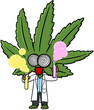 Cute cartoon cannabis marijuana character scientist