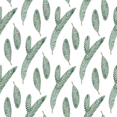 Naklejka na meble Watercolor seamless pattern with fir branch. Aquarelle drawing.