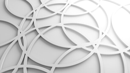 Wall Mural - Abstract white chaotic circle shapes background,3d rendering
