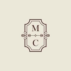 Wall Mural - MC vintage initial monogram logo which is good for digital branding or print