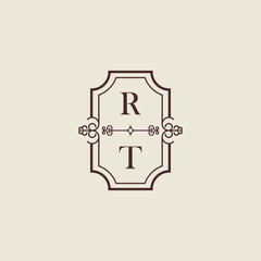 Wall Mural - RT vintage initial monogram logo which is good for digital branding or print