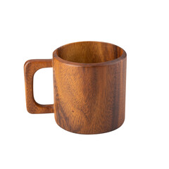 Wall Mural - brown wooden coffee mug isolated on white background. close-up. side view.