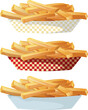 French fries in a variety of fast food disposable boxes